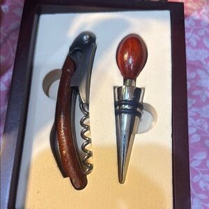 Wood and Metal Wine Opener Set